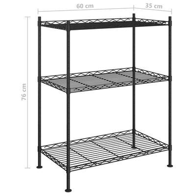 3-kerroksinen varastohylly 60x35x76 cm musta150 kg