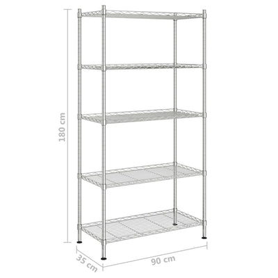 5-kerroksinen varastohylly 90x35x180 cm kromi 250 kg