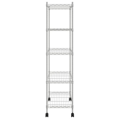 5-kerroksinen varastohylly pyörillä 75x35x155 cm kromi 250 kg