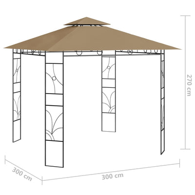 Huvimaja 3x3x2,7 m harmaanruskea 160 g/m²