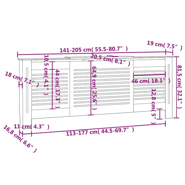 Mdf lämpöpatterin suoja Oroian 205cm