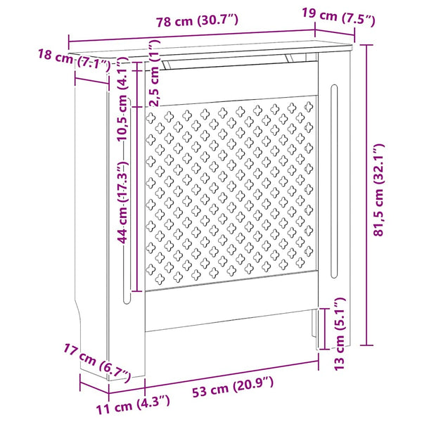 MDF lämpöpatterin suoja harmaa 78 cm