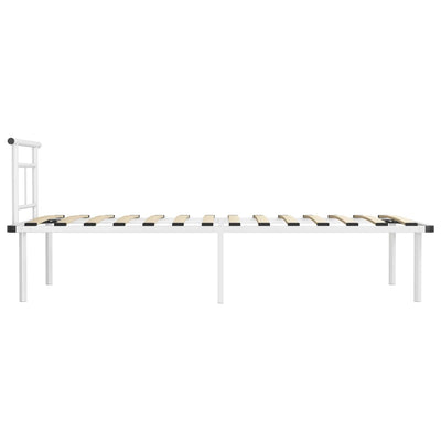 Valkoinen sängynrunko Muzecher 90x200cm (metalli)