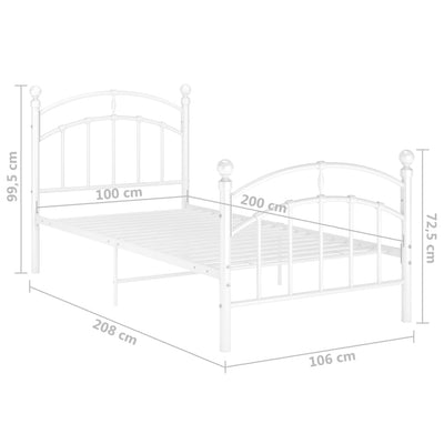 Valkoinen sängynrunko Agrifina 100x200cm (metalli)