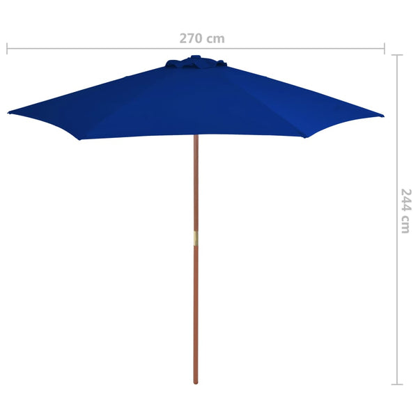 Puutarha-aurinkovarjo puutolpalla sininen 270 cm