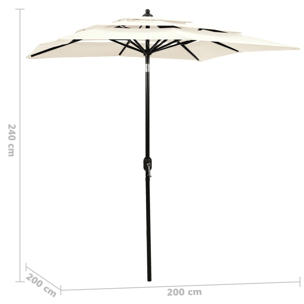 Hiekka 3-tasoinen aurinkovarjo alumiinitanko Marylee 2x2 m