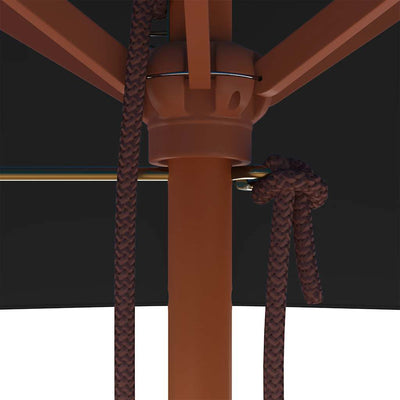 Musta puutarha-aurinkovarjo puutolpalla Darca 150x200cm