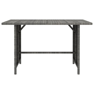 Puutarhan ruokapöytä harmaa 110x70x65 cm polyrottinki