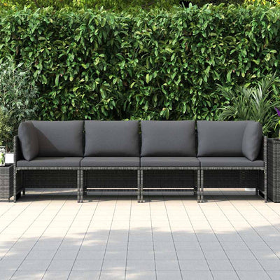 Harmaa puutarhasohva tyynyillä Kindra (4-istuttava, polyrottinki)