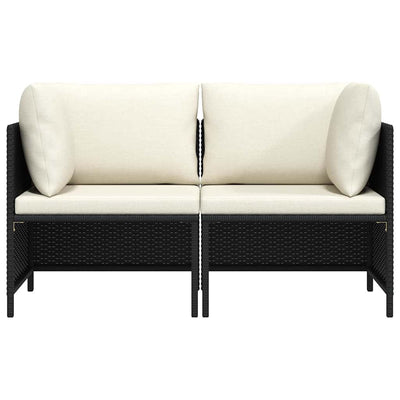 Musta puutarhasohva tyynyillä Kindra (2-istuttava, polyrottinki)