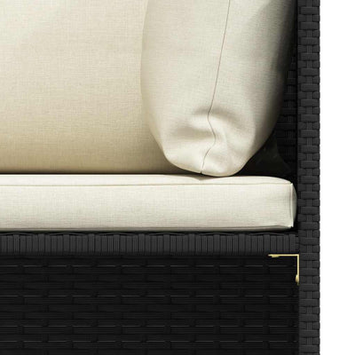 Musta puutarhasohva tyynyillä Kindra (2-istuttava, polyrottinki)