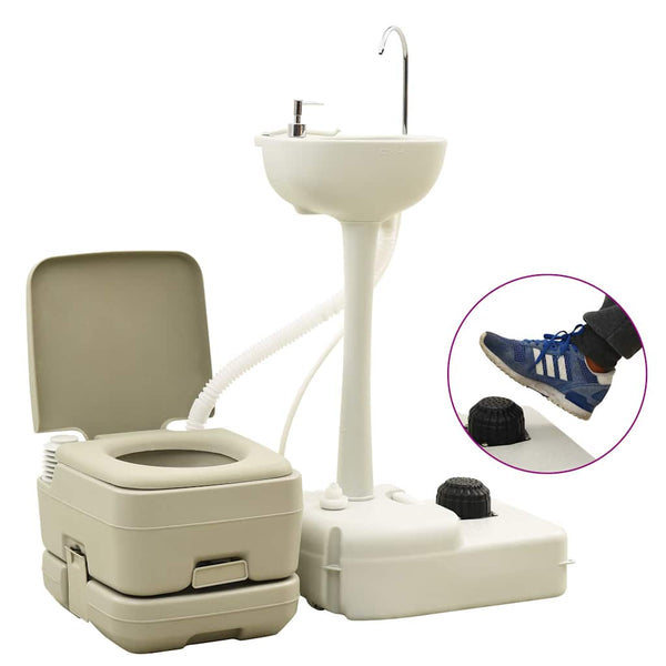 Kannettava retkeily-WC 10+10 l ja käsinpesuallas 20 l harmaa