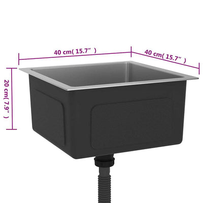 Musta käsintehty keittiön tiskiallas Nilofer (ruostumaton teräs)