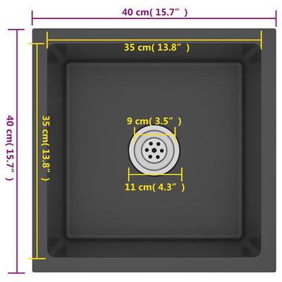 Musta käsintehty keittiön tiskiallas Nilofer (ruostumaton teräs)
