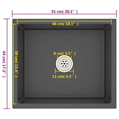 Musta käsintehty tiskiallas Nilofer (ruostumaton teräs)