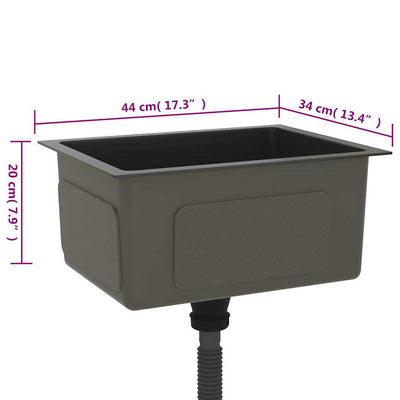 Musta käsintehty keittiön tiskiallas Nilofer (ruostumaton teräs)