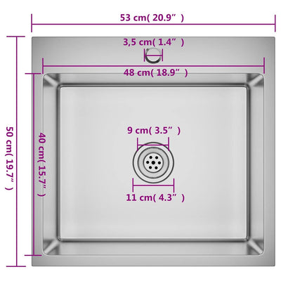 Käsintehty keittiön tiskiallas Nilofer (ruostumaton teräs)