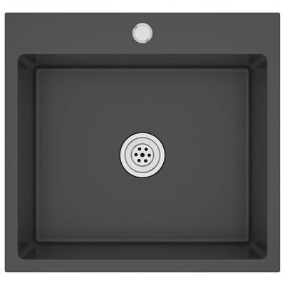 Musta käsintehty keittiön tiskiallas Nilofer (ruostumaton teräs)