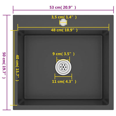 Musta käsintehty keittiön tiskiallas Nilofer (ruostumaton teräs)