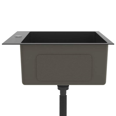 Musta käsintehty keittiön tiskiallas Nilofer (ruostumaton teräs)