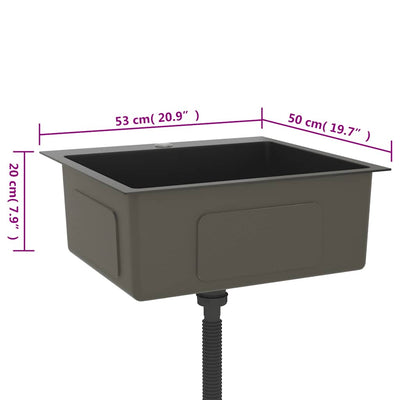 Musta käsintehty keittiön tiskiallas Nilofer (ruostumaton teräs)