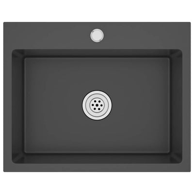 Musta käsintehty keittiön tiskiallas Nilofer (ruostumaton teräs)