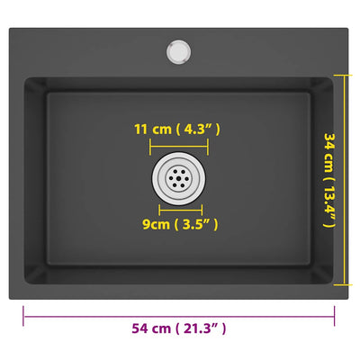 Musta käsintehty keittiön tiskiallas Nilofer (ruostumaton teräs)