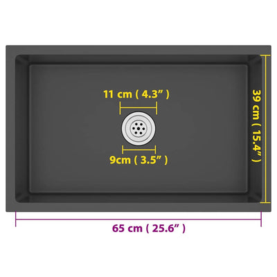 Musta käsintehty tiskiallas Nilofer (ruostumaton teräs)