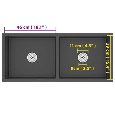 Musta käsintehty tiskiallas Nilofer (ruostumaton teräs)