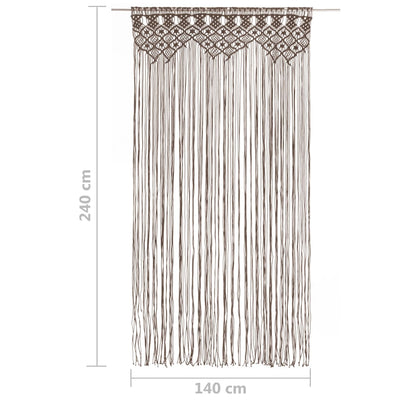 Macrame verho harmaanruskea 140x240 cm puuvilla
