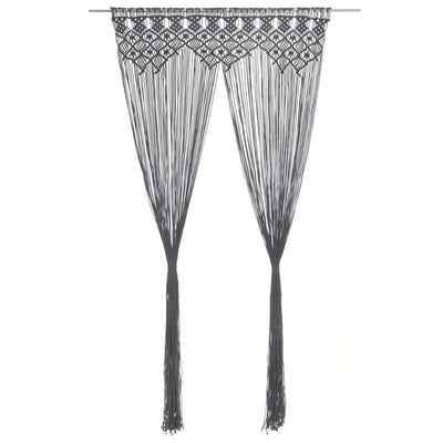 Macrame verho antrasiitti 140x240 cm puuvilla