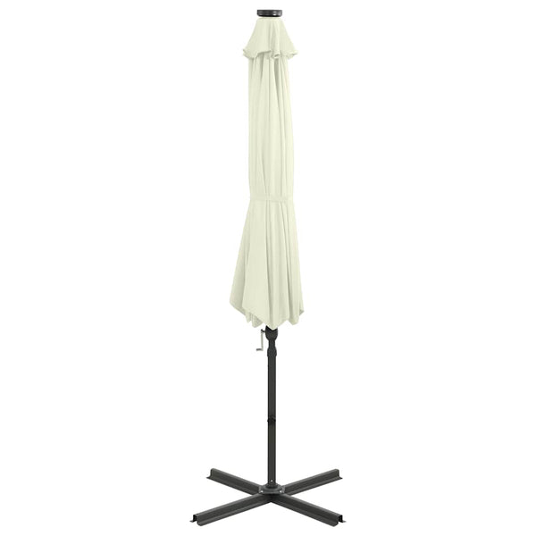 Hiekka aurinkovarjo cantilever tolpalla ja led-valoilla Pasraschiva 300cm