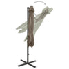 Taupe aurinkovarjo cantilever tolpalla ja led-valoilla Pasraschiva 300cm