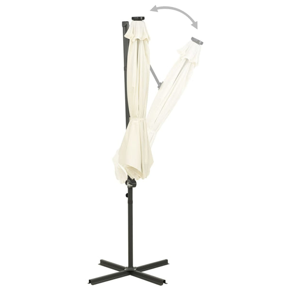 Hiekka aurinkovarjo cantilever tolpalla ja led-valoilla Perpetua 300cm
