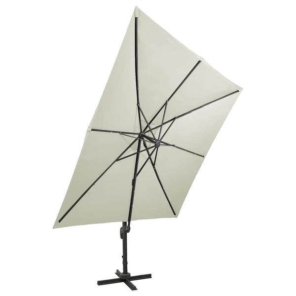 Hiekka aurinkovarjo cantilever tolpalla ja led-valoilla Latinca 300cm