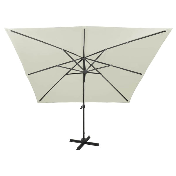 Hiekka aurinkovarjo cantilever tolpalla ja led-valoilla Latinca 300cm