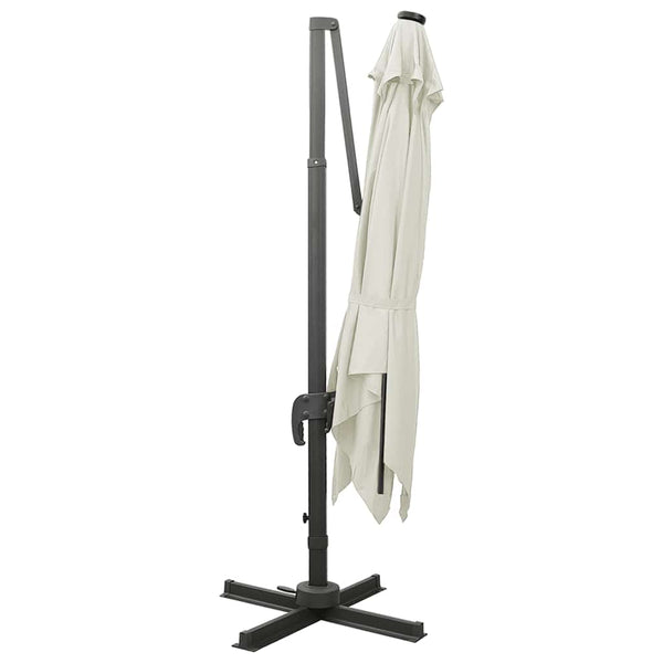 Hiekka aurinkovarjo cantilever tolpalla ja led-valoilla Latinca 300cm