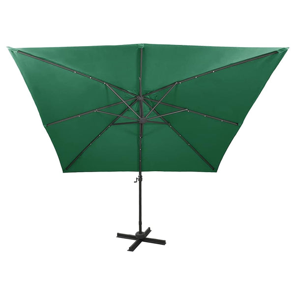 Vihreä aurinkovarjo cantilever tolpalla ja led-valoilla Latinca 300cm