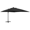 Musta aurinkovarjo cantilever tolpalla ja led-valoilla Latinca 300cm