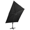 Musta aurinkovarjo cantilever tolpalla ja led-valoilla Latinca 300cm