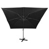 Musta aurinkovarjo cantilever tolpalla ja led-valoilla Latinca 300cm
