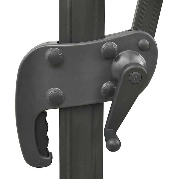 Musta aurinkovarjo cantilever tolpalla ja led-valoilla Latinca 300cm