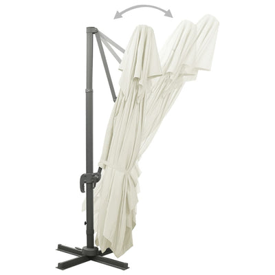 Hiekka puutarhan aurinkovarjo kaksoiskärjellä Taban 400x300cm