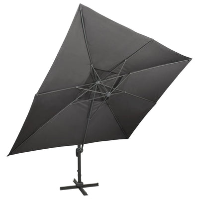 Puutarhan aurinkovarjo kaksoisvarrella antrasiitti 400x300 cm