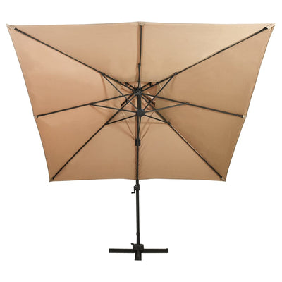 Aurinkovarjo cantilever tuplakatolla 300x300 cm taupe