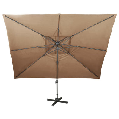 Aurinkovarjo cantilever tuplakatolla 400x300 cm taupe