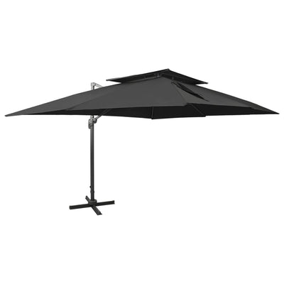 Aurinkovarjo cantilever tuplakatolla 400x300 cm musta