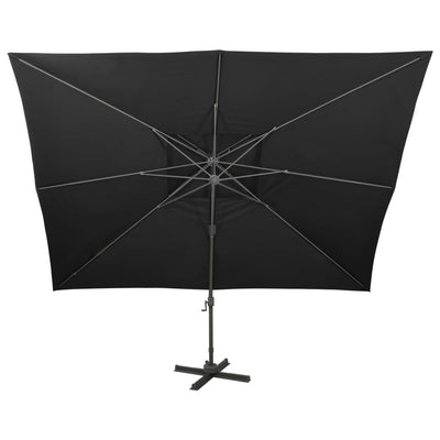 Aurinkovarjo cantilever tuplakatolla 400x300 cm musta