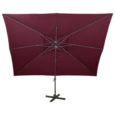Puutarhan aurinkovarjo kaksoisvarrella bordeaux'npunainen 400x300 cm