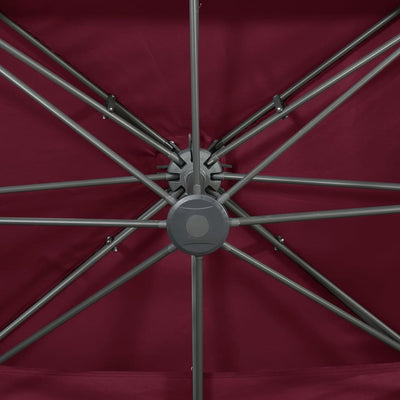 Bordeaux'npunainen puutarhan aurinkovarjo kaksoisvarrella Taban 400x300cm